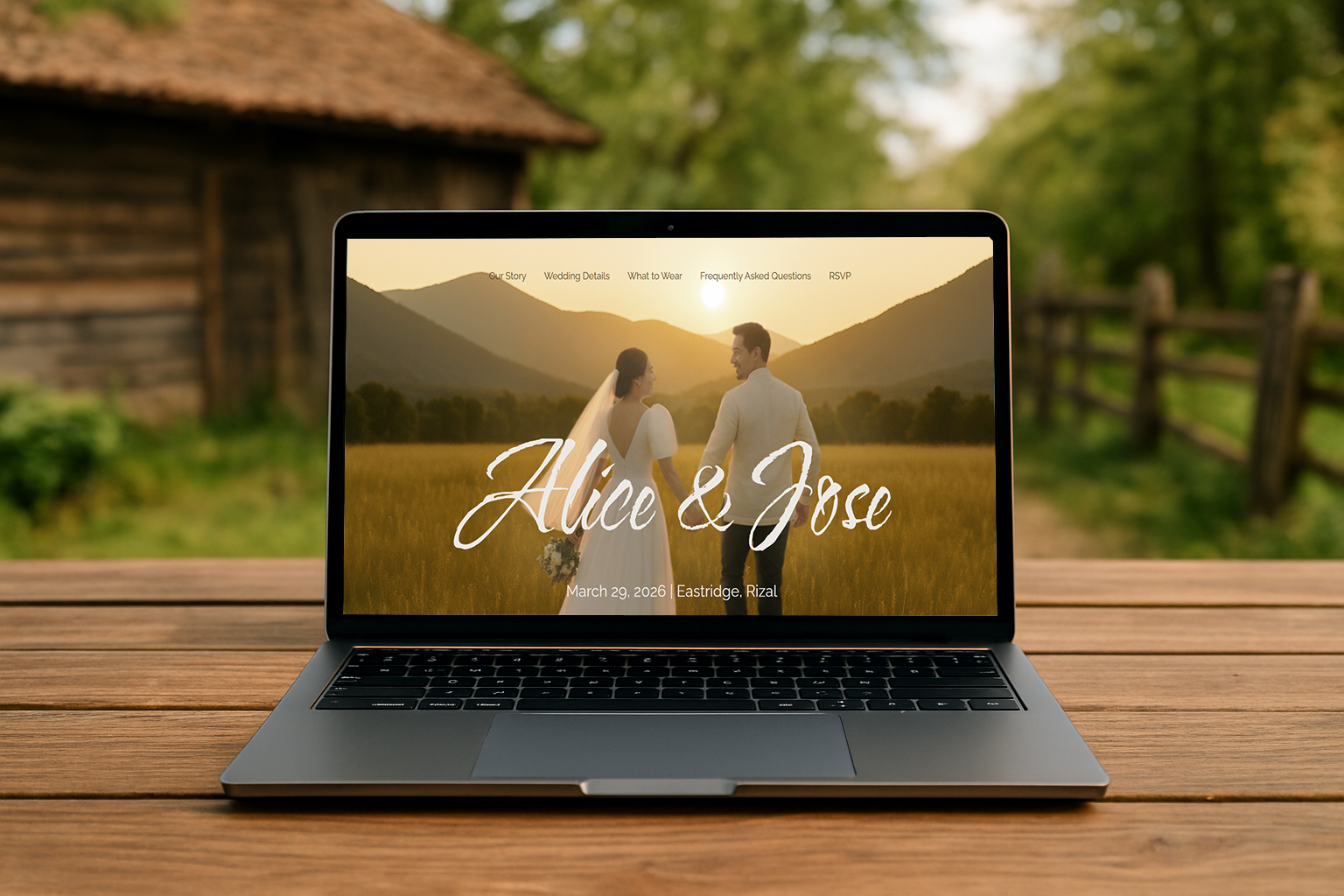 Wedding website desktop
